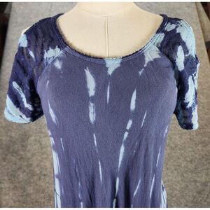 Advance Apparels Dress Women Free Size (XS) Midi Blue Tie Dye Boho Cold Shoulder
